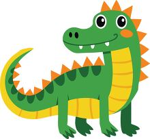 alligator with a green body orange spikes