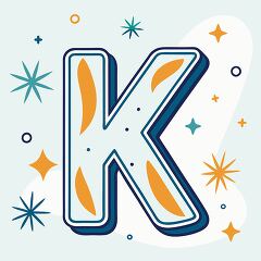 alphabet cute letter k bold line kawaii style