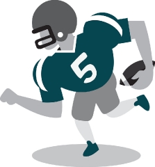 American Football player holding football in hand gray color cli