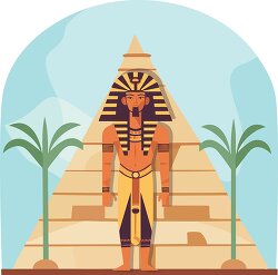 ancient egyptian male wearing prominent headress stands in front
