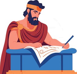 ancient greek emperor signs documents at his desk
