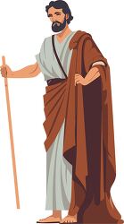 Ancient Roman Man stands with a staff