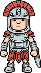 ancient roman soldier in uniform cartoon style