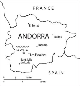 Andorra country map black white