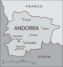 Andorra country map gray color