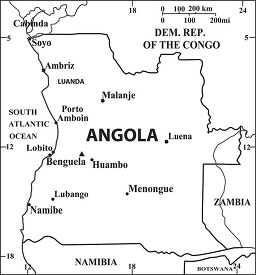 Angola country map black white
