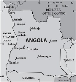 Angola country map gray color