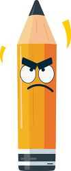 angry cartoon yellow pencil with a frowning face