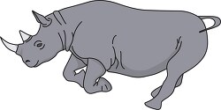 angry gray rhinoceros charging clipart