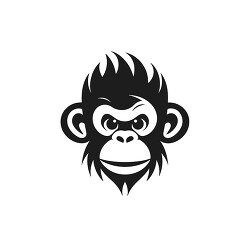 angry looking monkey face black icon clip art