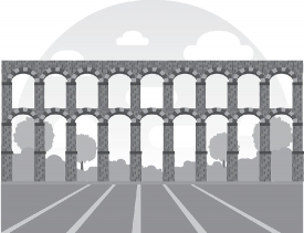 aqueduct of segovia spain gray clipart