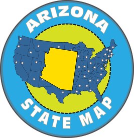 arizona state map with us map round design