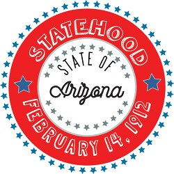 Arizona statehood 1912 date statehood round style with stars cli