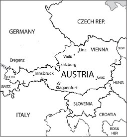 Austria country map black white