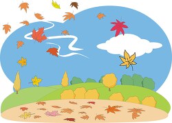 autumn leaves blowing in wind clipart