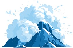 avalanche flow of snow down a mountain side clip art