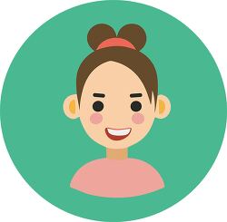 avatar of a girl with a bun hairstyle round background