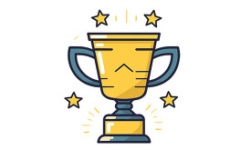 Award Trophy with Stars Animated Clipart