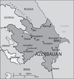 Azerbaijan country map gray color