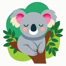 baby koala with pink ears sleeping clipart