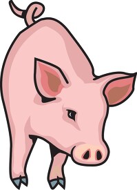 baby pink farm pig side view clip art