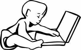 baby playing on laptop computer