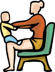 baby sits on mothers lap clipart