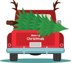 back of old truck with christmas tree clipart
