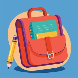 backpack with school bag notebook pencil colorful clipart