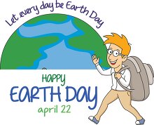 backpacker let everyday be earth day clipart