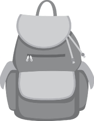 bag pack for girls back to school gray color clipart