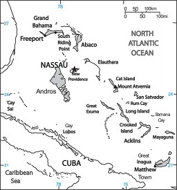 Bahamas country map black outline
