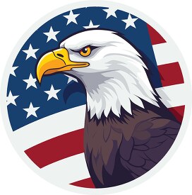 bald eagle in front of an american flag round design