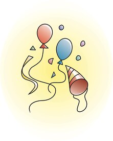 balloons confetti and hat clipart