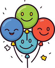 balloons with smiling cartoon faces