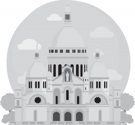 basilica sacre coeur in paris france gray clipart