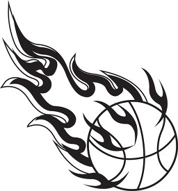 basketball surrounded by flames representing speed of the ball b