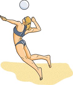 beach vollyball female prepares to serve ball clipart