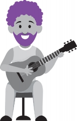 bearded musician playing acoustic guitar gray color clipart