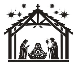 beautiful silhouette of a nativity scene