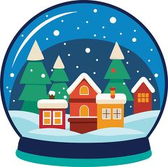 beautiful snow globe showcasing a winter village with houses