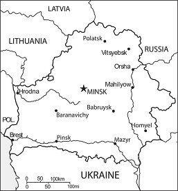 Belarus country map black outline