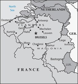 Belgium country map gray color