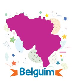 Belguim illustrated stylized map