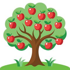 big red apples ripened on the tree cartoon style clipart