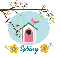 bird hourse with word spring