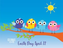 birds on tree branch with sun shinning celebrate earth day clipa
