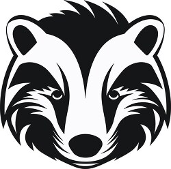 black and white badger head on a white background
