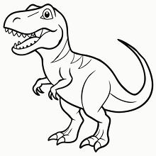 black and white coloring page fierce T Rex dinosaur