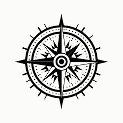 black and white compass design